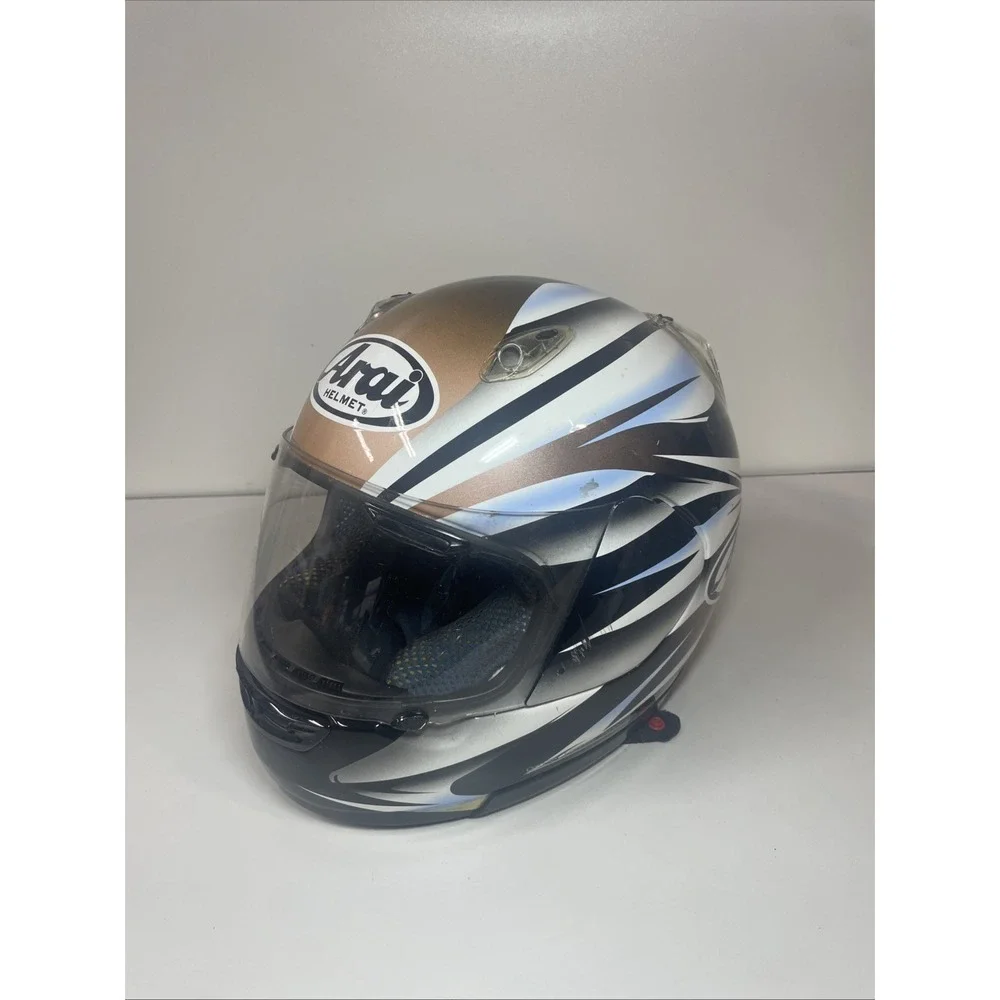 Arai Quantum Helmet Medium 57-58cm Brown, Black, White Made in Japan DOT Snell